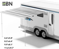 HBN RV Awning Manual Retractable, White Aluminum Side Wall Awning with Canopy