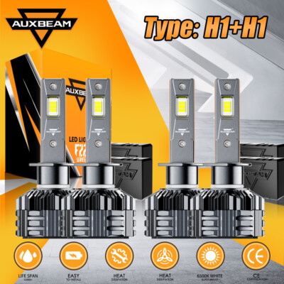 4x AUXBEAM H1 220W LED Headlight Bulb Kit High Low Beam Super Bright 6500K White