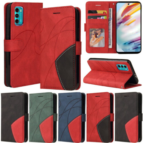 For Motorola G04 G14 G54 G84 G73 G52 Two-color Wallet Leather Flip Case Cover - Picture 1 of 36