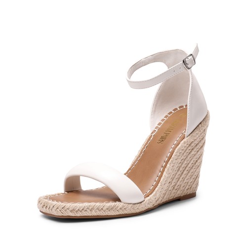 Women Wedges Sandals Espadrilles Ankle Strap Square Toe Beach Walking Sandals - Picture 10 of 12