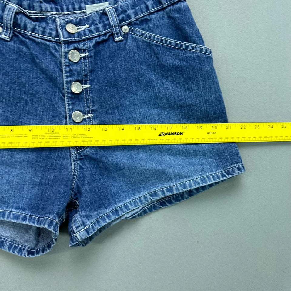 Pantalones Cortos de Jean Y2K Años 90 Para Mujer Junior 11/12 Tiro Bajo 31" Cintura Botón Mosca Carpintero Foto 4 de 4