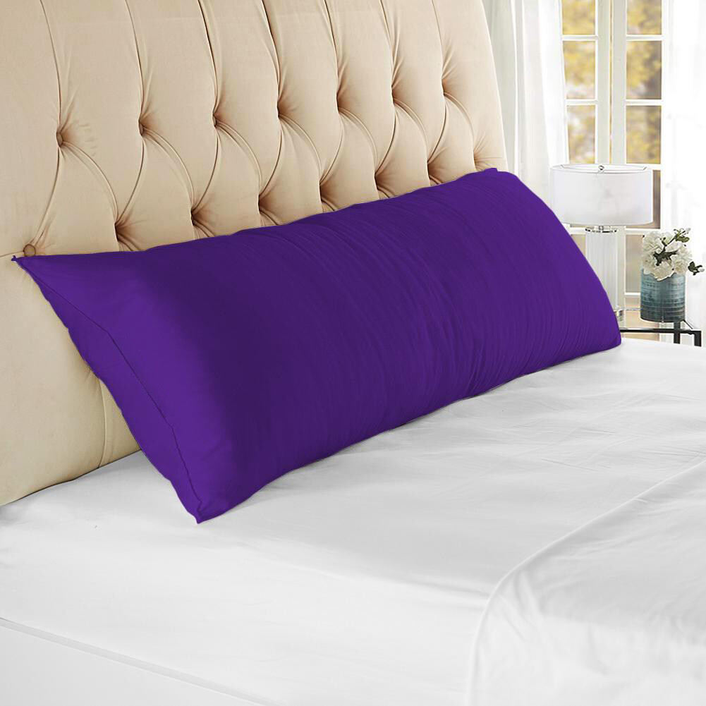 1000 TC OR 1200 TC 100% Cotton Purple PCs Body Pillow Case Set