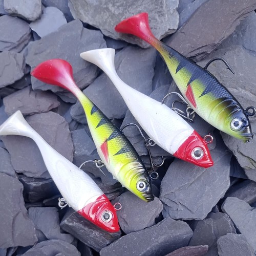 Cannibal Shad Long Cast Fishing lures Soft Perch Trout Pike Bass Candy Gear x 4 - Picture 3 of 12