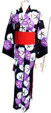 Japanese Yukata Cotton Summer Kimono Robe Set with Hanhaba Obi Festival Wear