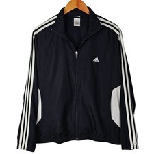 Adidas track jacket szXL classic black white long sleeve zip front windbreaker