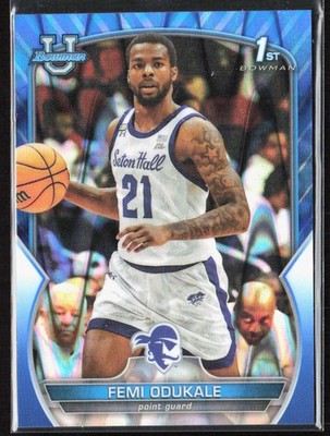 2022-23 Bowman University Chrome Femi Odukale Blue RayWave Refractor 1st /199