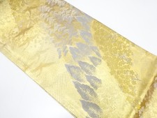 7341106: KIMONO JAPONÉS JAPONÉS FUKURO OBI / SIN USAR / GRÚA Y ÁRBOLES TEJIDOS (NO
