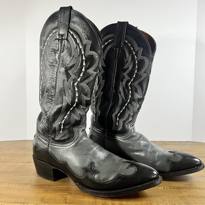 Dan Post DP2135 Black Leather Western Cowboy Boots Men s 8.5D Cowhide 2017