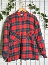 Mens Vintage 90s Red Check Plaid Padded Flannel Shirt Thick Lined Lumberjack XL