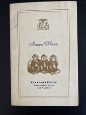 Cocoanut Grove Ambassador Hotel Los Angeles Supper Club Menu Vintage
