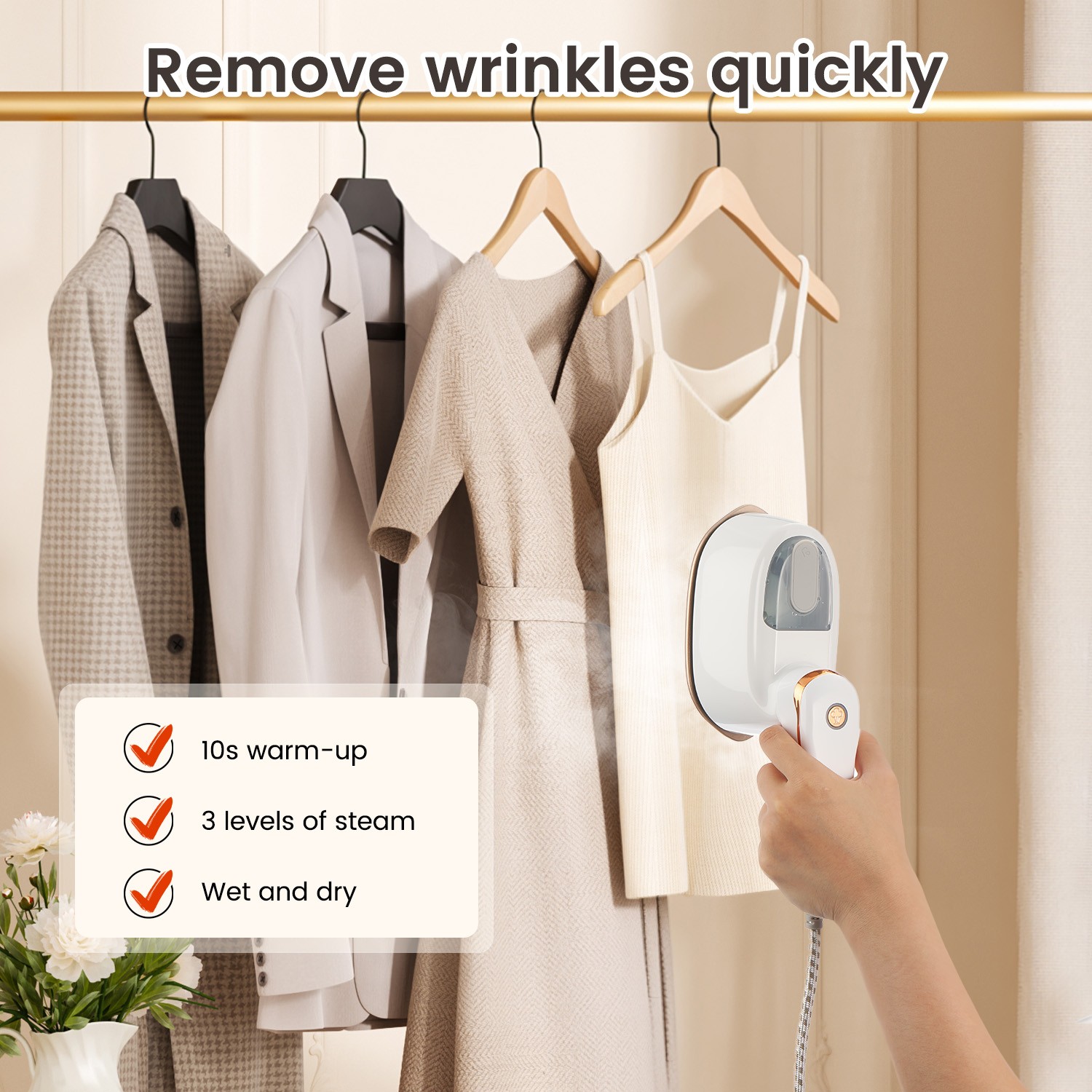 1100 W Clothes Steamer Portable Iron LCD Screen Powerful Steam Clothing 2 in 1