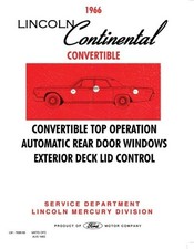 1966 Lincoln Continental Convertible Top Shop Manual Operation Adjust Repro