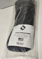 550lb Paracord - Black - 100 FT - Made in USA, 7 Strand Core, Camping, Survival