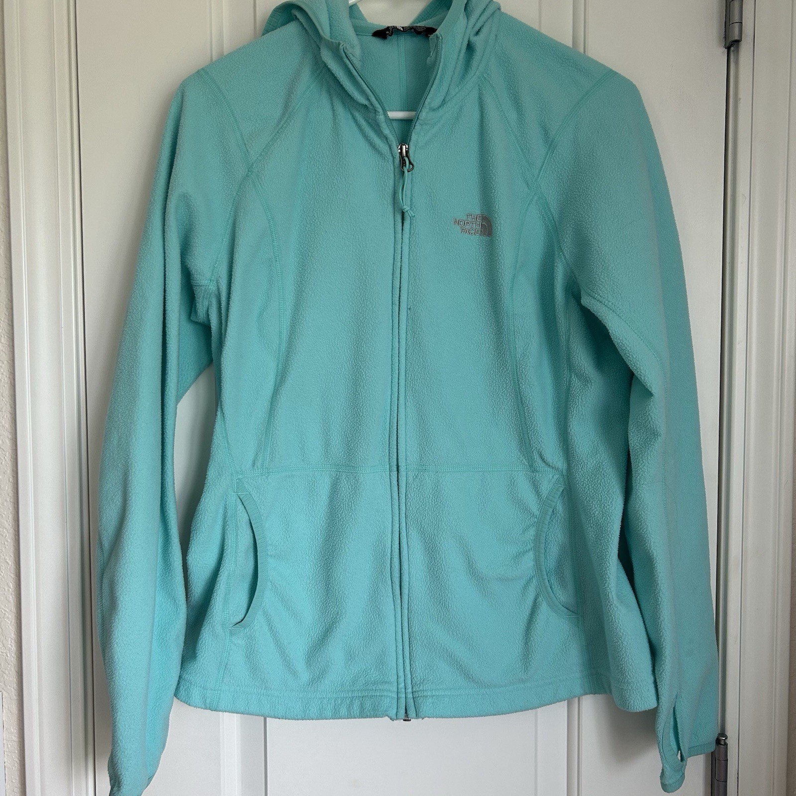 The North Face Women’s Fleece Zip Up Hooded Jacket Aqua - Size L
