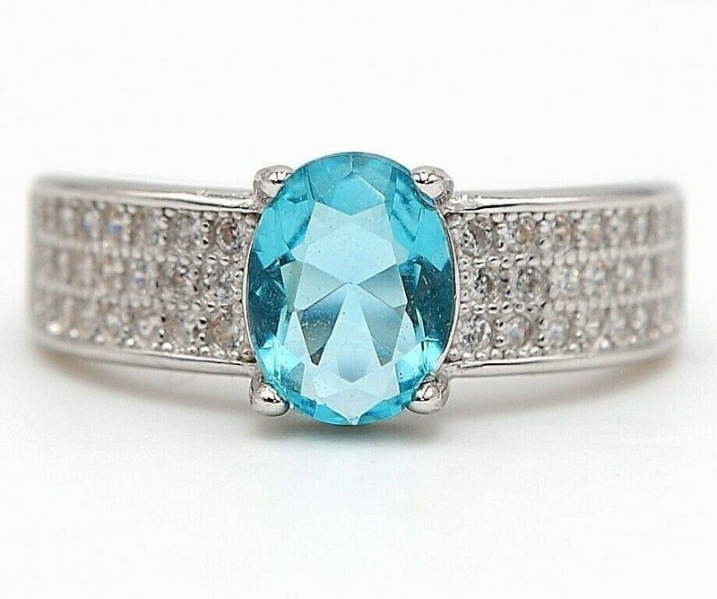 2CT  Aquamarine 925 Solid Sterling Silver Ring Jewelry Sz 7 U4-5