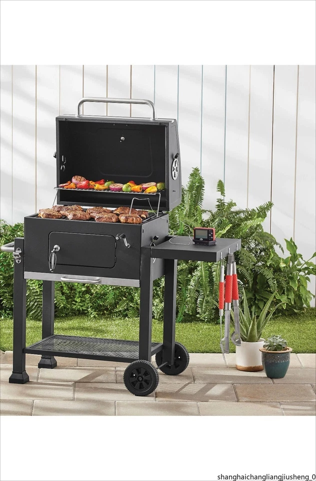 Parrilla de carbón de alta resistencia de 24" negra para patio al aire libre barbacoa 573 pulgadas cuadradas para cocinar Foto 2 de 4