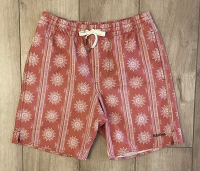 RHYTHM Sun Stripes Beach Shorts-Men's 28-Swim Trunks-Terracotta