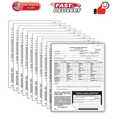 J. J. Keller 10-Pack, Record of Annual Inspection Form with Inspection Label,...