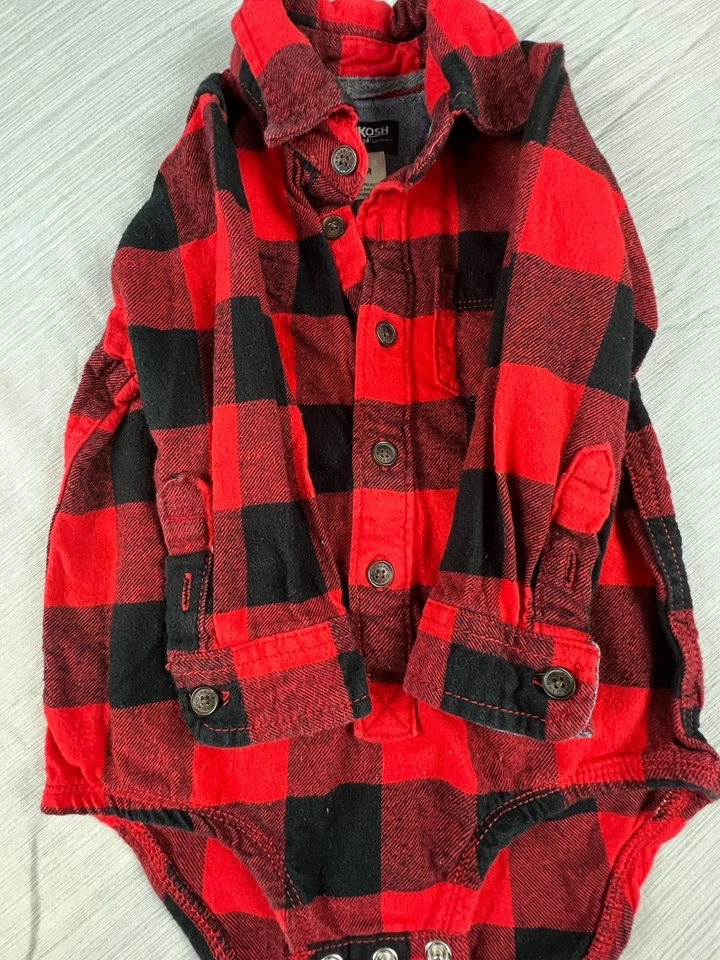 Mono Oshkosh B’Gosh Rojo Y Negro Búfalo Cuadros Una Pieza Bebé Niño Talla 18M Foto 4 de 4