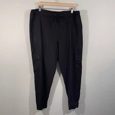 Saks Fifth Avenue Women's Black Linen Blend Cargo Jogger Size XL 