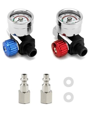 QWORK Air Pressure Regulator Kit, 1/4''-G Spray Paint Gun Adjusting 1 Set