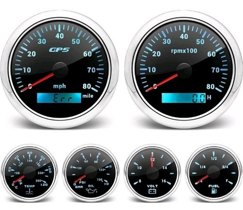 6 Gauge Set 85mm GPS Speedometer 80MPH Waterproof for Marine Boat Car Truck ATV