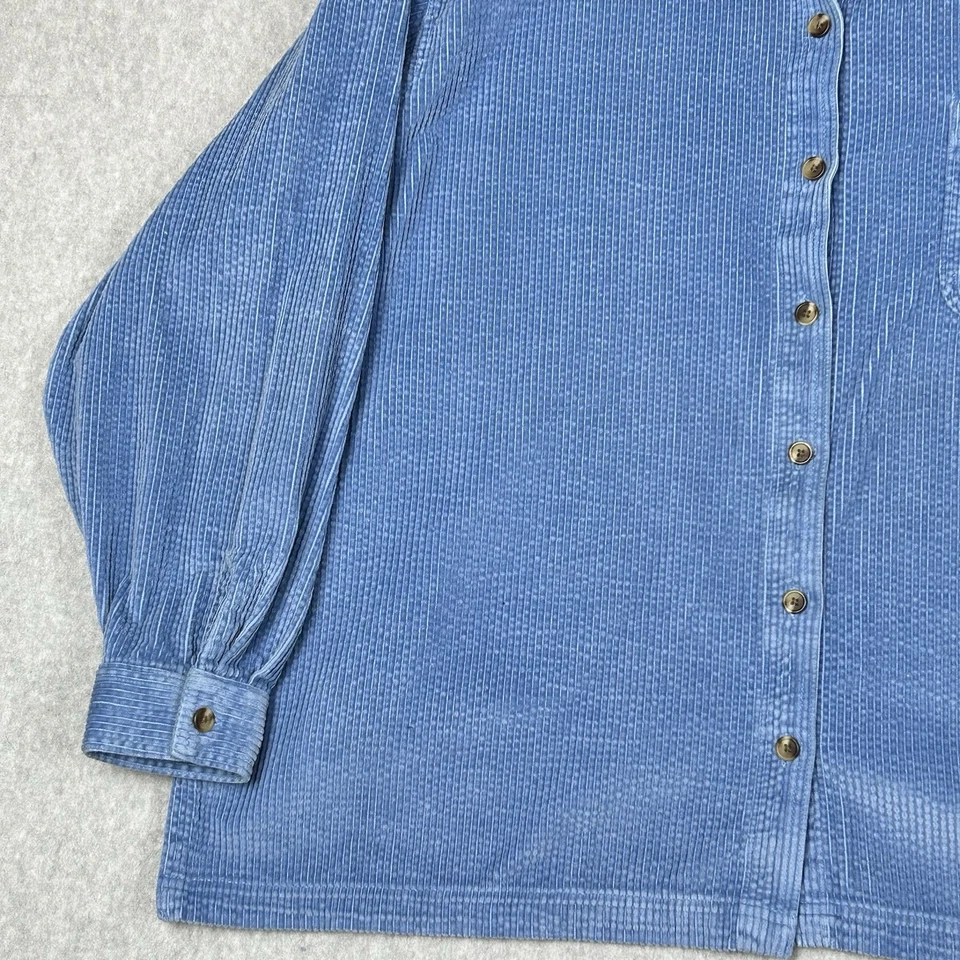 LL Bean Mujer Pana Abotonada Chaqueta Cazadora Algodón Bolsillo Azul Exterior 2X Foto 4 de 4