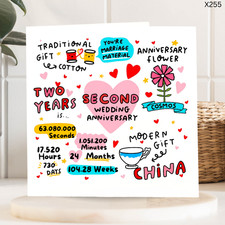 Funny 2nd Anniversary Card-second wedding anniversary-Elegant  Anniversary Card
