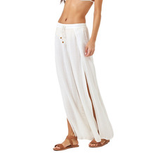 L*Space Cali Wide Leg Slit Cover-Up Pants Cream Boho Summer Beach Size M $139
