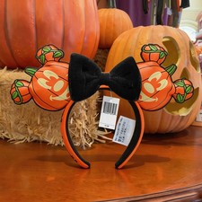 2026 Disney Parks Mickey Mouse Orange Pumpkin Headband Halloween Minnie Ears