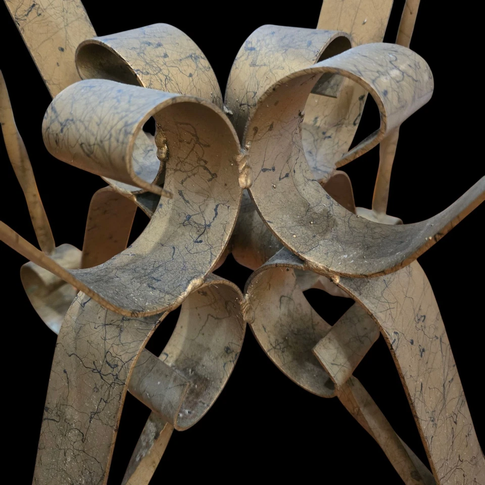 Hollywood Regency Antiqued brass Accent Table Glass Top - Image 4 of 4