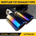 2PCS Car Pipe Exhaust Tail Tip Throat Muffler Steel Stainless fit for 1.7"-2.3"