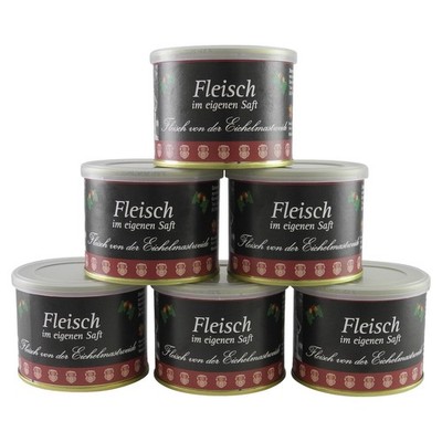 (24,99 /1kg) Fleisch im eigenen Saft vom Eichelmastschwein 6er Pack (6 Dosen à 2