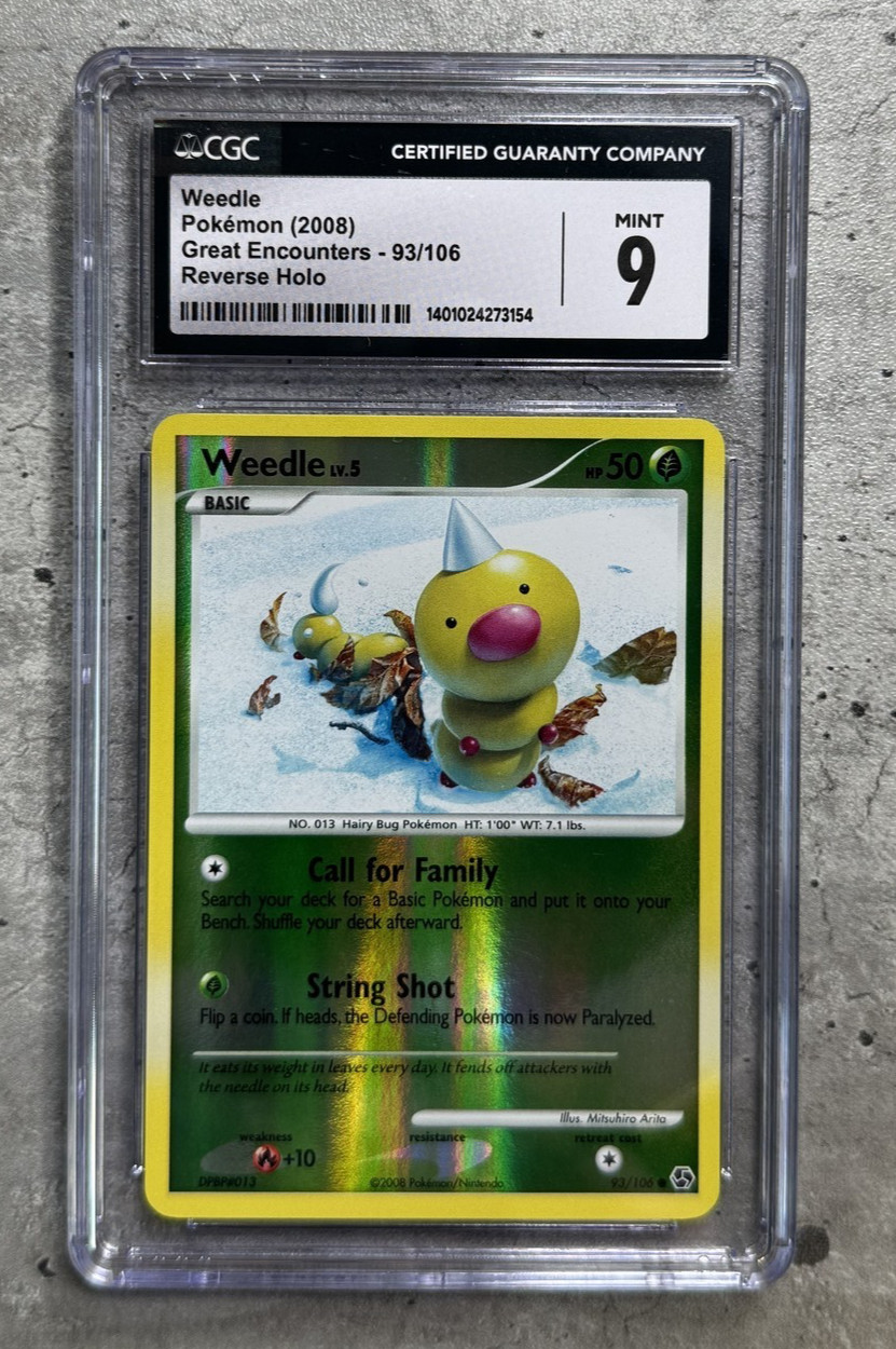 Pokemon Card Weedle Reverse Holo CGC 9 Mint, Great Encounters 93/106, 2008 (1)