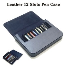 Leather 12 Slots Hard Fountain Pen Case Stati...