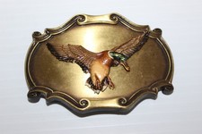 Vintage 1978 High End Brass Raintree Duck Hunting Belt Buckle Mallard