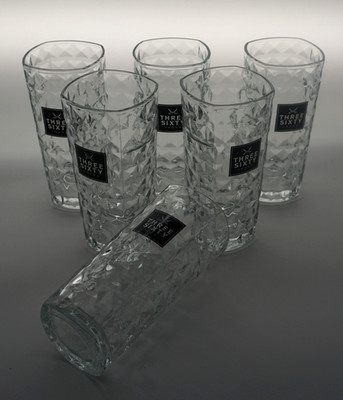 Three Sixty Vodka 6 x Gläser Bar Gastro Kneipe Groß eckig 0,3l Longdrinkglas Neu