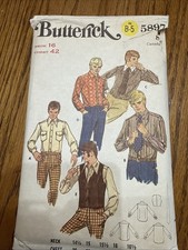 VTG Sewing Pattern BUTTERICK- 4575-MEN'S SHIRTS-3 VIEWS-SIZE 42 CHEST