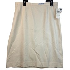 Pendleton Wool Skirt Petite 16 Cream Textured Details Vintage USA Deadstock New