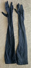 Vintage Dawnelle Black Cotton Opera Gloves Size 7