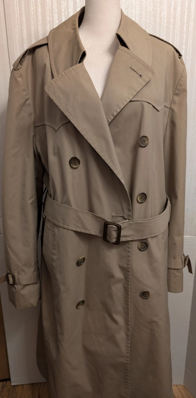 London Fog Mens Classic Fit Belted Trench Maincoat 40 Regular Beige