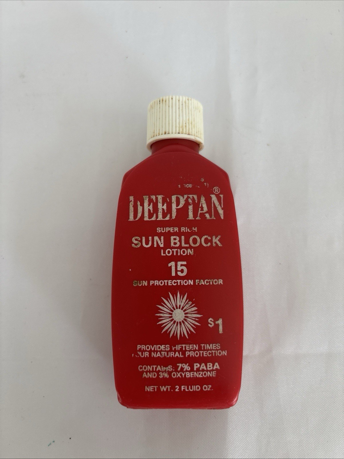 Vintage Bottle  of Deep Tan Sunblock  Lotion SPF 15.