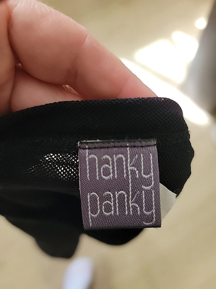 Top de malla negra vintage Y2k Hanky Panky doble malla grande elástico   Foto 3 de 4