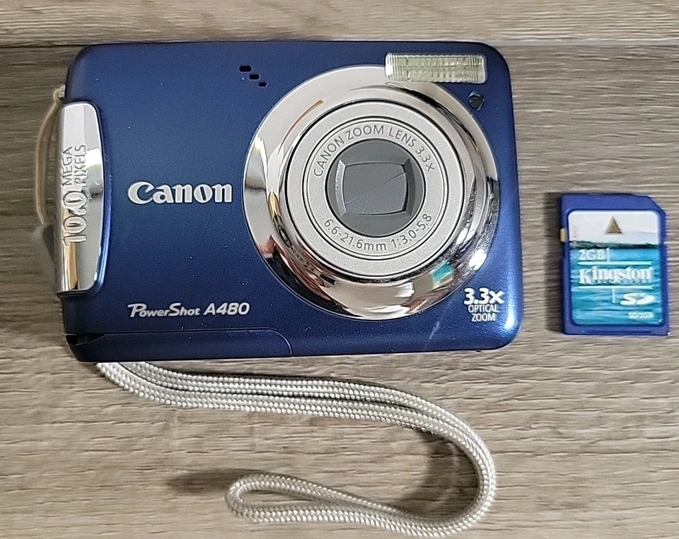 Canon PowerShot A480 10.0 MP Digital Camera W/2GB Card, USB/AV Cords/Tested - Image 3 of 4