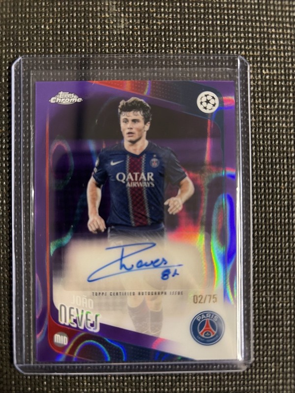 Topps 2025-26 Chrome UEFA Club Competitions UCL João Neves PSG Auto #CA-JN 02/75