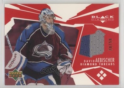 2003-04 Upper Deck Black Diamond Threads Red 30/50 David Aebischer #DT-DA r8n