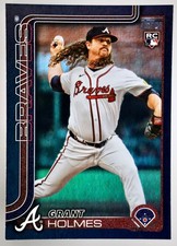 2025 Topps Grant Holmes Rookie Card Black Parallel 07/10 Atlanta Braves RC OA7