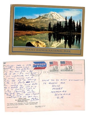 Postkarte - Mount Rainier Nationalpark Spray Lake USA Washington VERSCHICKT