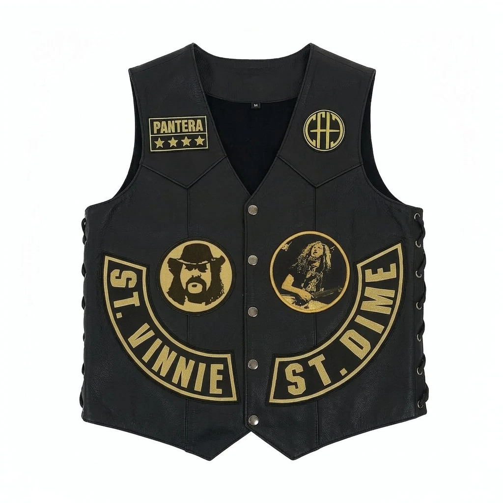 Pantera Biker Leather Vest | Cowboys From Hell Vest Custom Motorcycle Club Vest
Opens in a new windo
