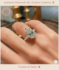 Pear Cut Lab Grown Diamond Anniversary Gift Three Stone Ring 14k White Gold